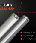 Two long silver aluminum tubes with open ends and smooth finishes; clearly labeled Superior Aluminum.