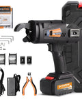 Automatic Rebar Tier Gun 0.3 To 1.3 Inch Tie Tool With 4400mAh Rechargeable Battery, accessories, and carrying case