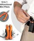15 in 1 multifunctional mini pliers from Fillet Knife Set For Beginners With 9 Piece All In One Fishing Tool Kit on belt loop