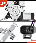 Details of Power Window Regulator With Motor For Hummer H2 2003 2009 Rear Right Passenger Side OE Replacement Direct Fit 2 Pin Motor Ride Ready Smooth Window Action And Long Lasting Performance, highlighting mechanical components and connectors.