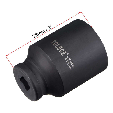 Beefy One Half Inch Drive 41mm 12 Point Deep Impact Socket In CR-MO Steel, 78mm Length, with black phosphate finish