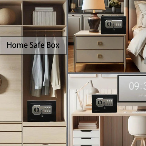 Digital Keypad Security Safe Lock Box for Home Office and Hotel Use Secure Cash Jewelry Storage Easy Password Access Black 0.2 Cu Ft