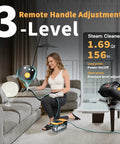 Get Ready To Shine With CHOWERFLY Adjustable Steam Cleaner, woman using handheld steam cleaner on upholstery.