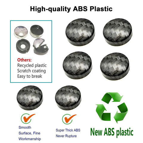 Dope Black Carbon Fiber License Plate Screw Caps And Fasteners Featuring Sturdy Heavy Duty Locking Bolts for custom auto trims with ABS plastic.