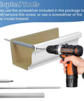 15 Pack Heavy Duty Gutter Screws 7 Inch With Plastic Ferrules And Driving Tool Gray Exterior Fasteners shown with drill and mounting tools.