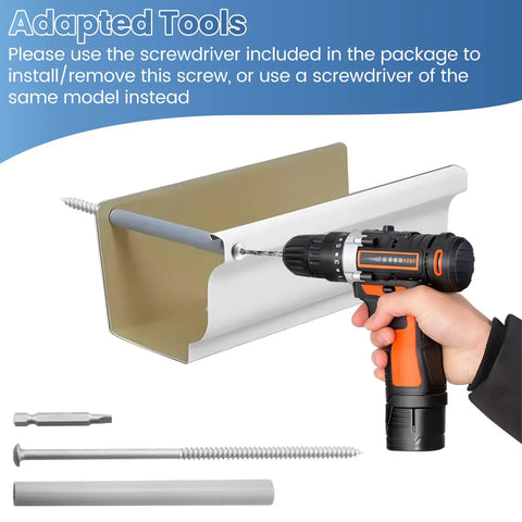 15 Pack Heavy Duty Gutter Screws 7 Inch With Plastic Ferrules And Driving Tool Gray Exterior Fasteners shown with drill and mounting tools.