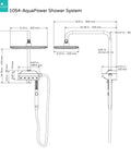 Dimensions and diagram of Air-Infused AquaPower Shower System With 11-Inch Rain Showerhead, Magnetic 3-Function Hand Shower