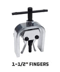 Powerbuilt pilot bearing puller, silver metal tool with black T-handle, front view for removing bearings.