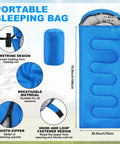 Portable sleeping bag with breathable material, smooth zipper, drawstring design, 70.9x29.5 inches for backpacking and camping.