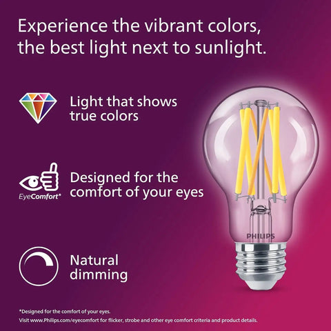 LED A19 60W Equivalent Soft White Bulbs 2700K 800 Lumen 8 Pack Dimmable Frosted Flicker Free EyeComfort CRI 95 illustration