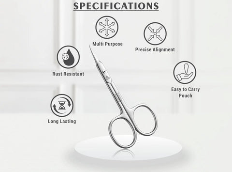Curved Blade Cuticle Scissors With Extra Fine Pointed Tips For Precise Grooming Manicure Eyebrow Beard Mustache Nose Hair Eyelash Trim Multipurpose Nail Scissors For Pro Home Grooming, stainless steel