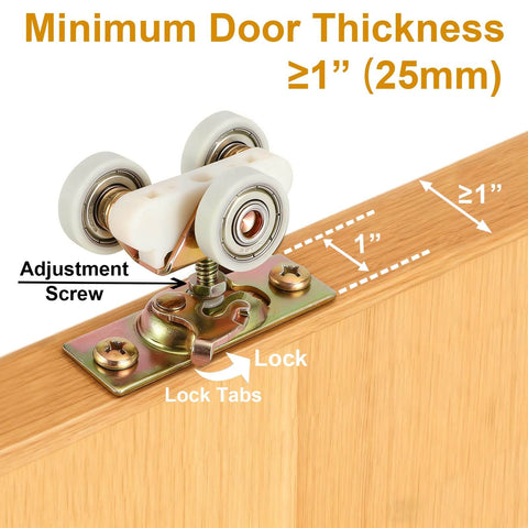 Pocket Door Roller Replacement Kit With 1 Inch O D Wheels For 100, 134F, 138F, 2610F Track Systems on wooden door