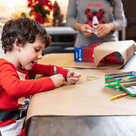 Child crafts with Straight Up Premium Brown Kraft Paper Roll Hella Thick For Rustic Gift Wrapping And Diy Crafts.