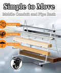 Beefy Mobile Conduit Cart for Lumber and Pipe Storage 1000 Lb Capacity Heavy Duty Alloy Steel Rack on 3 Inch Wheels