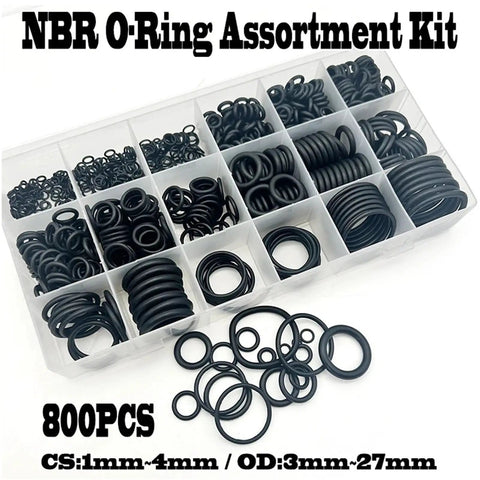 800 Piece O Ring Kit With Nitrile Rubber Seals And Gaskets All-In-One Black O Ring Assortment For Home Workshop And Vehicle Repairs