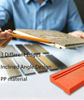 Pro Grade Three Edge Tapping Block For Vinyl Flooring And Laminate Installations with visual of block and flooring samples