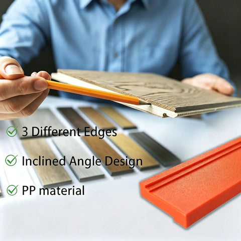 Pro Grade Three Edge Tapping Block For Vinyl Flooring And Laminate Installations with visual of block and flooring samples