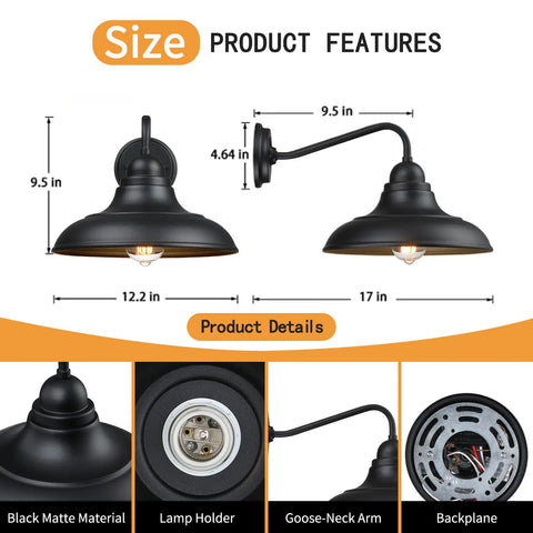 Three Pack Outdoor Wall Lights Wall Mount Sconce Set For Farmhouse Homes And Indoor Exteriors Black Matte Finish Classic Barn Style 12 Inch Weatherproof Durable Rustic Modern Look For Indoor Outdoor Use