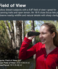 Nature 10x25 Monocular For Hiking And Wildlife Viewing Lightweight Travel Ready Tool For Birding On The Go With 10x Magnification And Bright 25mm Lens Built For Outdoor Adventures And Clear Distant Details, woman using black monocular outdoors