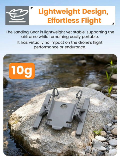 Ground Clearance Upgrade Landing Gear For Mini 5 Pro Drone on rocks showing lightweight foldable design in nature