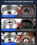 Comparison of new high-quality wheel hub assembly with old, worn hub parts, highlighting material durability and design.