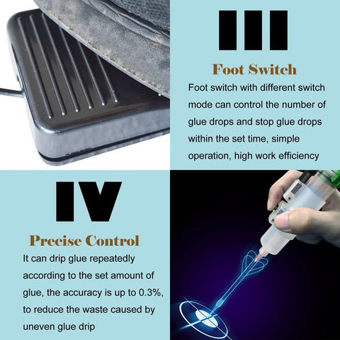 110V Semi Automatic Glue Dispenser With Digital Display And 983A Intelligent Control foot switch and precise control