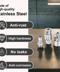 Power Town 1/4 inch stainless steel pressure washer fittings set of three with male and female NPT adapters