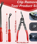 19 Piece Car Trim Removal Tool Kit With Clip Pliers And Fastener Remover Set showing tool sizes and usage examples
