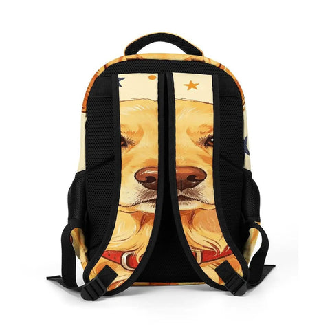 Back view of 4th Of July Golden Printed Unisex Backpack Large Capacity Daypack For Travel School And Outdoor Fun