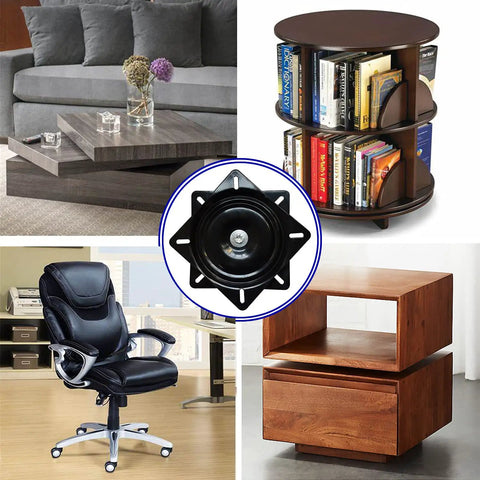 Image showing 3 Pack Heavy Duty Bar Stool Swivel Plate 6 Inch Base With Solid Ring Of Ball Bearings 400 Lbs Capacity Replacement Swivels Seat Parts Lazy Susan Hardware For Barstools Recliner Chair Boat alongside furniture.
