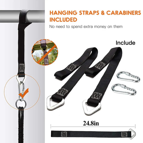 Hanging straps and carabiners for 40 Inch Saucer Tree Swing Flying Saucer With 900 Pound Weight Capacity Colorful Safe Durable Seat Adjustable