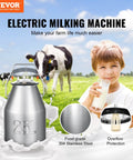 Hands Free Goat Milking Machine With 12 L Stainless Steel Bucket, 550W Electric Pulsation Vacuum Milker, child drinking milk