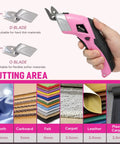 Cordless Electric Scissors For Cardboard And Fabric With Two Blade Types, Rechargeable Power Shears shown with cutting materials