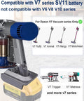 TPDL 20V DeWalt To V7 Battery Adapter Converter For V7 Series Cordless Vacuums Handhelds Dope Power Hack displayed on vacuum