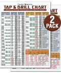 Top Shelf Magnetic Tap Drill Metric Conversion Chart Pack Of 2 At 8.5By11 Inches Strong Wall Mount with color-coded sizes.
