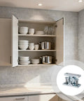 Open kitchen cabinet with 2 Pack Zinc Alloy Double Roller Heavy Duty Cabinet Door Catch Spring Loaded Latch for RV Yacht Gate inset