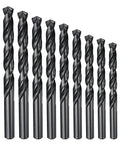 Heavy Duty 9 Pack Drill Bits From 1.6mm To 10.2mm M2 High Speed Steel Jobber Set For Metal Wood And Steel With Split Points, black drill bits