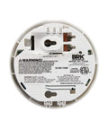 Back view of RV Approved CO Alarm Replacement For CO250RVA With Hinged Cover Easy Battery Access Silent Alarm Feature Tamper Resistant Locking Ideal Carbon Monoxide Detector For Travel Trailers And Motorhomes showing model information and warnings.