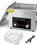 Pro Grade Ultrasonic Cleaner 15L with Knob and Timer, 6 Transducers Deliver 360W Ultrasonic Power, heating, and included basket and cord