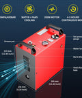 Diagram of Portable PCP Air Compressor With 350W Motor Auto Stop 12V Car Power Built In Home Converter water and fan cooling features