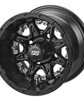10 Inch Revenge Matte Black Golf Cart Wheels With Chrome Inserts For A Bold Look, Easy Install, Durable Aluminum Rims