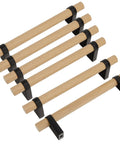 Six Pack Solid Wood Cabinet Handles And Pulls 4.4 Inch Center To Center Double Hole Distance T Bar Dresser Hardware Set