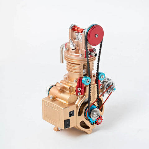 Slick Running Mini Single Cylinder Working Engine Model Kit Heavy Duty Metal Diy Assembly With Cnc Precision Cast Aluminum Alloy side view.