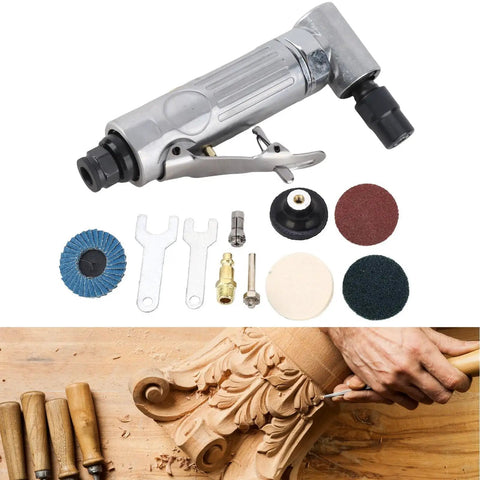 Rugged Right Angle Air Die Grinder Delivering Dead Simple Adjustments At 20k Rpm With A Built In Speed Regulator For knuckle busting tight space grinding and rock solid auto detailing with accessories.