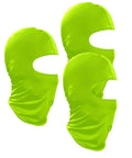 3 Pack Fluorescent Green Balaclava Full Face Mask For Outdoor Cycling And Bike Riding Soft Polyester Breathable Headwear