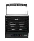 Front view of Ceiling Mount Garage Heater 7500W And 6250W 240V With Adjustable Louvers And Tilt Head Overheat Protection High Low Heat 30 Amp Hardwire Required