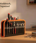 Oxford Cloth Tool Organizer Bag with vertical upright slots for screwdrivers and bits, desktop workbench caddy keeps tools visible