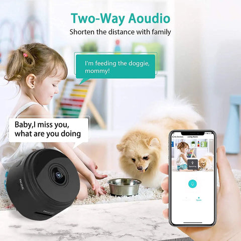 Ultra Mini WiFi Camera 1080P HD Surveillance Hidden Nanny Cam Two-Way Audio with Smartphone App Access