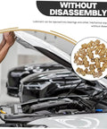 Grease Fitting Assortment Kit For Vehicles Trucks Applications With All In One Lubrication Nozzles For Automotive Motorcycle Farm Equipment And Machinery Bearings Solves Incompatibility Issues And Keeps Grease Fittings Working Smoothly shown with open car hood and fittings.