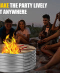 Group enjoying a campfire with 4 Foot Fire Pit Ring Galvanized Steel 48 Inch Wood Burning Ring For Backyard Bonfire And Camping